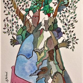 Painting titled "A Tree Story" by Elodie M. Richard, Original Artwork, Watercolor