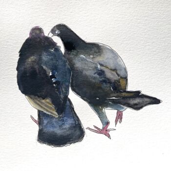 Painting titled "The Conversation (o…" by Elodie M. Richard, Original Artwork, Watercolor
