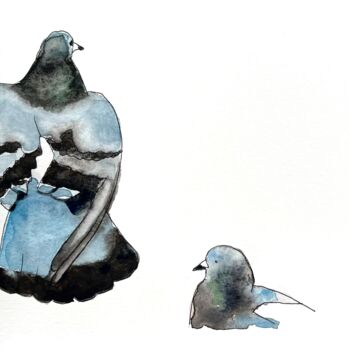 Painting titled "Pidge and Cobbler 3…" by Elodie M. Richard, Original Artwork, Watercolor