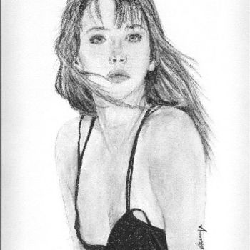 Drawing titled "Sophie Marceau" by Elodie Aumage, Original Artwork, Other