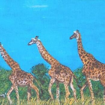 Painting titled "Girafes" by Elodie Aumage, Original Artwork