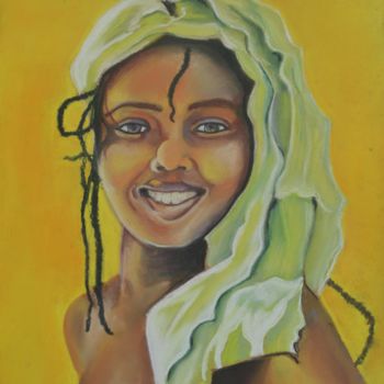 Dessin intitulée "jeune femme d'Afriq…" par Elodie Bougon, Œuvre d'art originale, Pastel