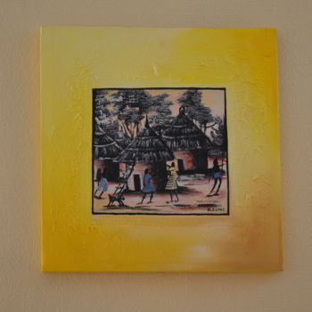 Painting titled "Mon Village" by Eloge Kamassa, Original Artwork, Acrylic