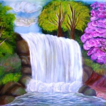 Pintura intitulada "Cachoeira" por Ems, Obras de arte originais