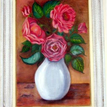 Painting titled "Rosas" by Ems, Original Artwork, Oil