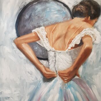 Malerei mit dem Titel "Ballerina dressroom" von Els Driesen, Original-Kunstwerk, Öl