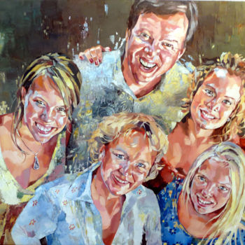 Картина под названием "familieportret-olie…" - Els Knockaert, Подлинное произведение искусства