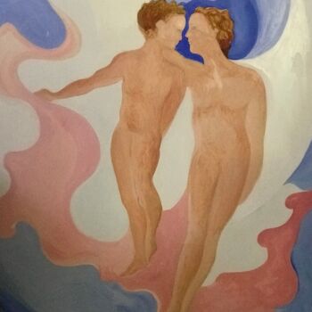 Malerei mit dem Titel "Études des anges" von Elsa Caselli, Original-Kunstwerk, Öl