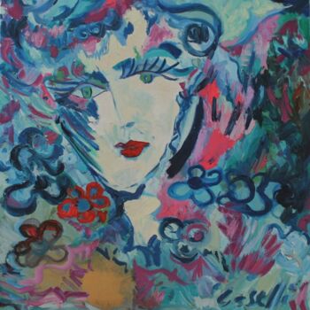 Peinture intitulée "masque-adore.jpg" par Elsa Caselli, Œuvre d'art originale, Huile