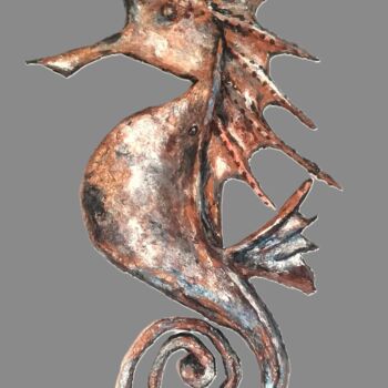 Sculptuur getiteld "Petit hippocampe" door Elsa Mrugalski, Origineel Kunstwerk, Acryl