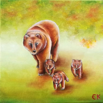 Painting titled "les ours" by Elsa Keumurian, Original Artwork, Oil