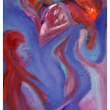 Картина под названием "Mujer y Flor" - Elsa Lores, Подлинное произведение искусства