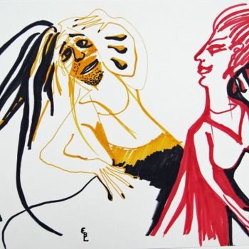 Painting titled "Pareja" by Elsa Lores, Original Artwork