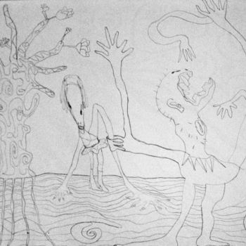 Рисунок под названием "Furia de vientre" - Elsa Lores, Подлинное произведение искусства
