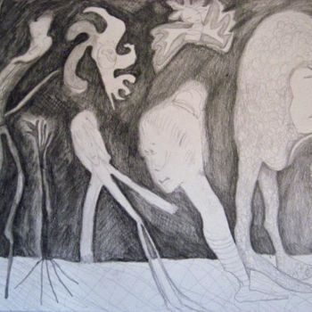 Dibujo titulada "Vivos" por Elsa Lores, Obra de arte original