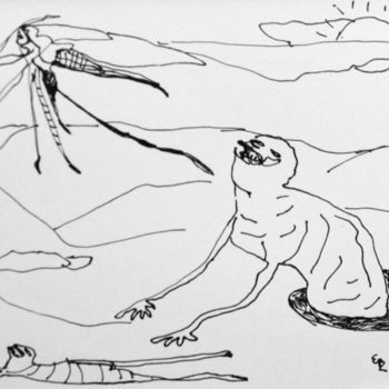 Drawing titled "En la cueva" by Elsa Lores, Original Artwork