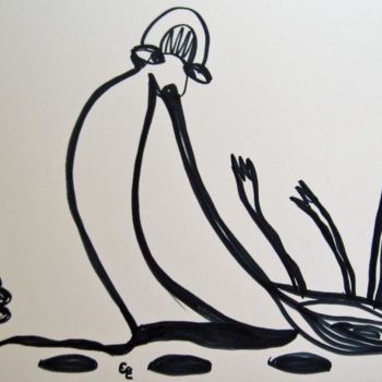 Drawing titled "Escupitajo/ Sputare" by Elsa Lores, Original Artwork