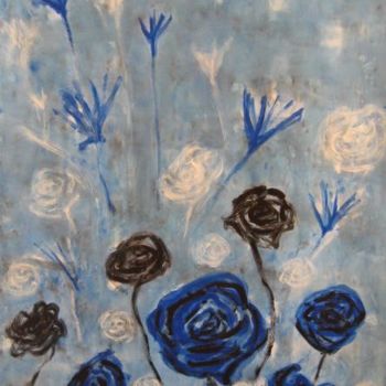 Картина под названием "Flores Azules / Fio…" - Elsa Lores, Подлинное произведение искусства