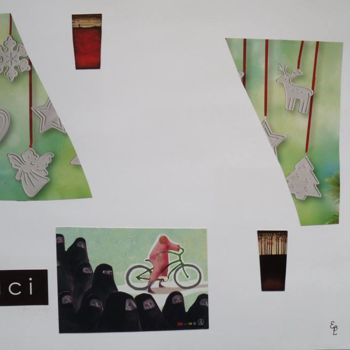 Коллажи под названием "La bicicleta verde" - Elsa Lores, Подлинное произведение искусства