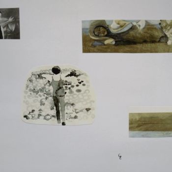 Collages titulada "Playa" por Elsa Lores, Obra de arte original