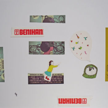 Collages intitulée "Homenaje a Benihana" par Elsa Lores, Œuvre d'art originale