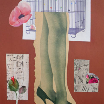 「Mujer...」というタイトルのコラージュ Elsa Loresによって, オリジナルのアートワーク