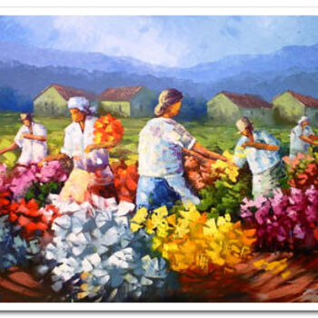 Pintura intitulada "colheita de flores" por Ana De Lourdes Araujo De Carvalho Anade Lourdes (lauro santos), Obras de arte or…