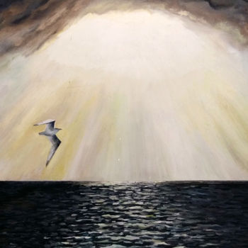 Painting titled "Sea. Gull. Composit…" by Victor Vinogradov, Original Artwork, Oil