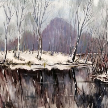 Painting titled "Landscape. Winter.…" by Victor Vinogradov, Original Artwork, Acrylic