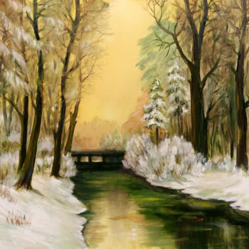 Картина под названием "Landscape. Winter r…" - Victor Vinogradov, Подлинное произведение искусства, Масло