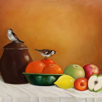 Pittura intitolato "Still life. Birds.…" da Victor Vinogradov, Opera d'arte originale, Olio