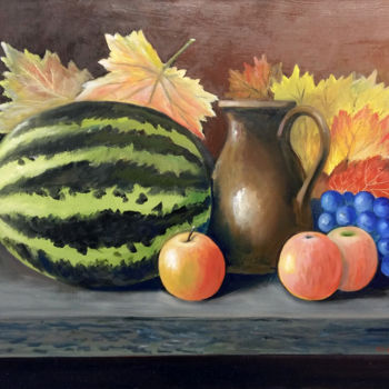 Painting titled "Autumn still life.…" by Victor Vinogradov, Original Artwork, Oil