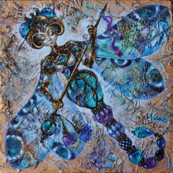 Pintura intitulada "Dragonfly-Warrior" por Elvira Baranova, Obras de arte originais, Acrílico