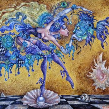 Peinture intitulée "Spirit of Blue Fish" par Elvira Baranova, Œuvre d'art originale, Autre