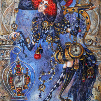 印花与版画 标题为“Spirit of the Time” 由Elvira Baranova, 原创艺术品, 油 安装在木质担架架上