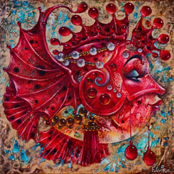 Painting titled "Dragon-Fish" by Elvira Baranova, Original Artwork, Acrylic
