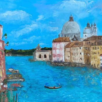 绘画 标题为“Grande canal Venice…” 由Elvira Gord, 原创艺术品, 油 安装在木质担架架上