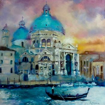 Painting titled "Sunset in Venice" by Elvira Sultanova, Original Artwork, Oil