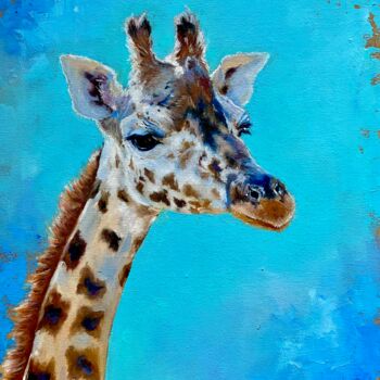 Painting titled "Pretty giraffe" by Elvira Sultanova, Original Artwork, Oil