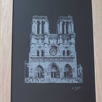 Peinture intitulée "Notre Dame de Paris" par Elvira Tragaj, Œuvre d'art originale, Verre