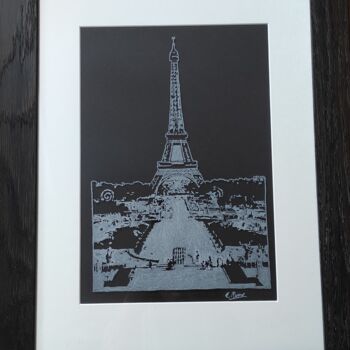 Gravures & estampes intitulée "La tour Eiffel" par Elvira Tragaj, Œuvre d'art originale, Gravure