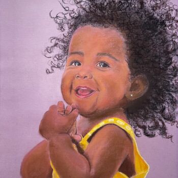 Drawing titled "Girl in yellow" by Elvira Kamaletdinova, Original Artwork, Pastel