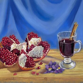 Dessin intitulée "Pomegranate" par Elvira Kamaletdinova, Œuvre d'art originale, Pastel
