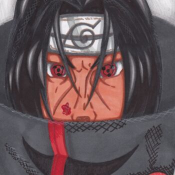 Dessin intitulée "Itachi Uchiwa de Na…" par Elvire Lana, Œuvre d'art originale, Crayon