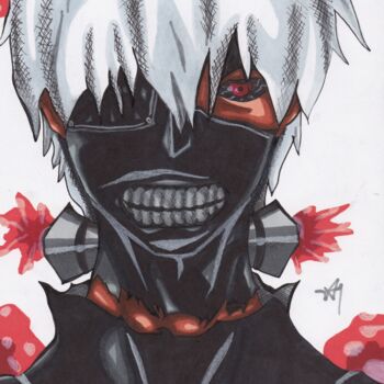 Dessin intitulée "Ken Kaneki de (Toky…" par Elvire Lana, Œuvre d'art originale, Marqueur