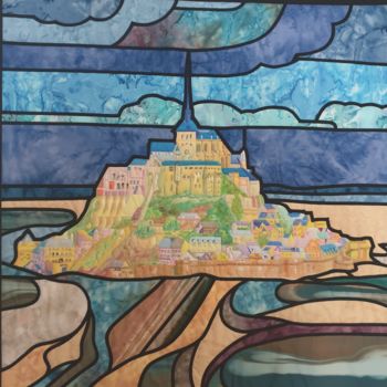 Art textile intitulée "Mont Saint-Michel" par Elwan Gété, Œuvre d'art originale, Patchwork