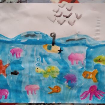 제목이 "Морской мир"인 그림 Mikka로, 원작, 수채화