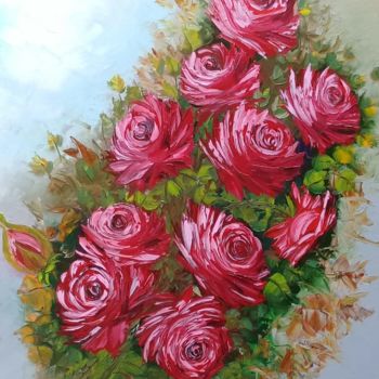 Pittura intitolato "Ramalhete de rosas" da Elza Kolb, Opera d'arte originale, Olio