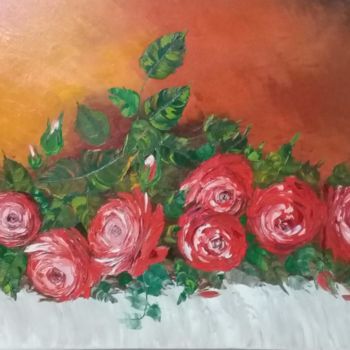 Peinture intitulée "Rosas Vermelhas" par Elza Kolb, Œuvre d'art originale, Huile