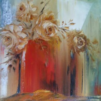 Painting titled "Rosas" by Elza Kolb, Original Artwork, Oil